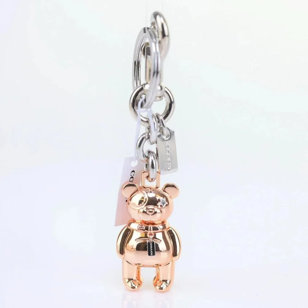 COACH Collectable 3D Rose Gold Coach Mascot Bear Charm / Key Chain NWT